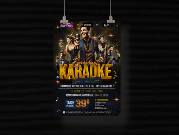 A4 personnalisée pour soirée karaoké – design événementiel sur mesure