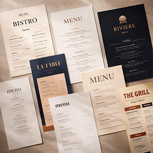 Exemples de menus de restaurant avec différents styles de design