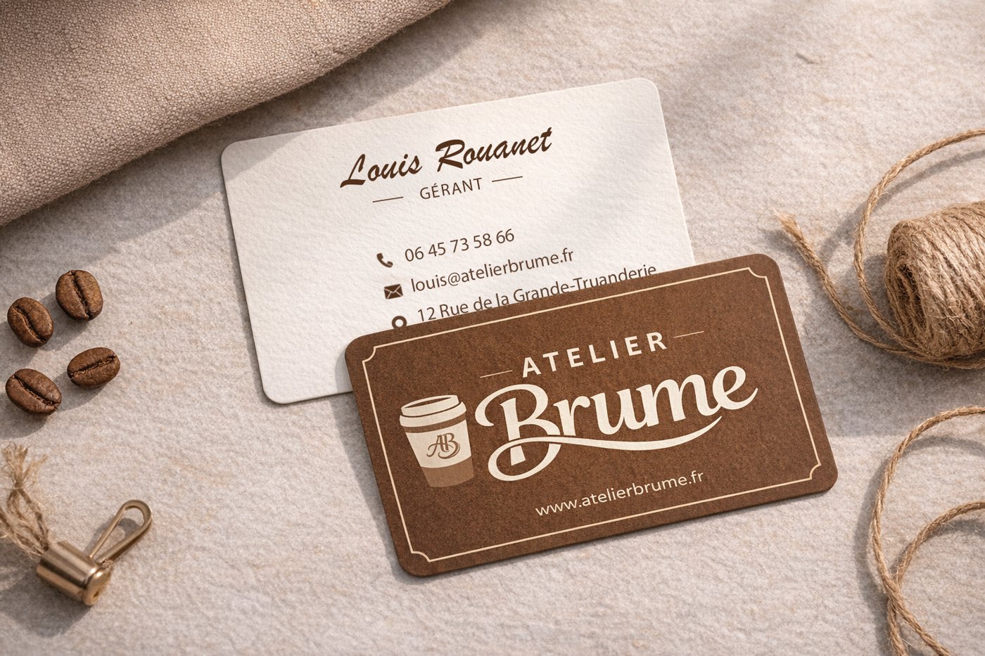 Carte de visite Atelier Brume créée par Createeve