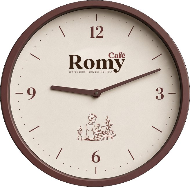 Horloge murale personnalisée Café Romy créée par Createeve