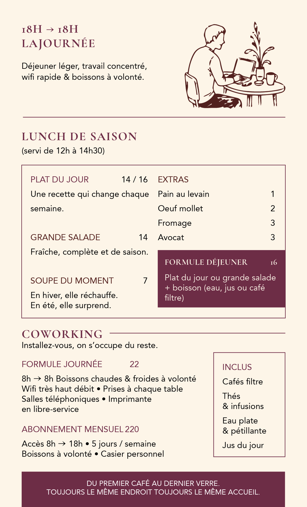Menu déjeuner du Café Romy créé par Createeve