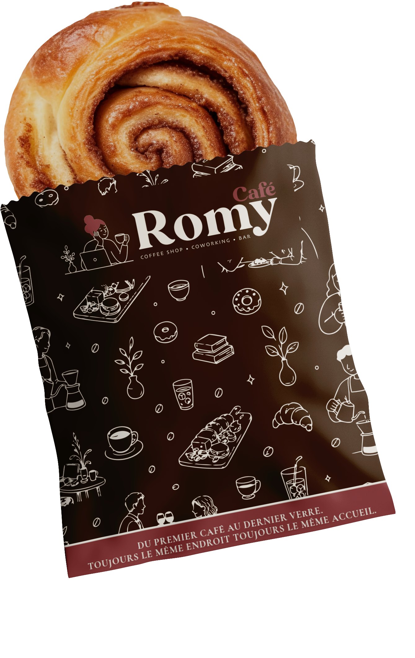Emballage viennoiserie Café Romy créé par Createeve