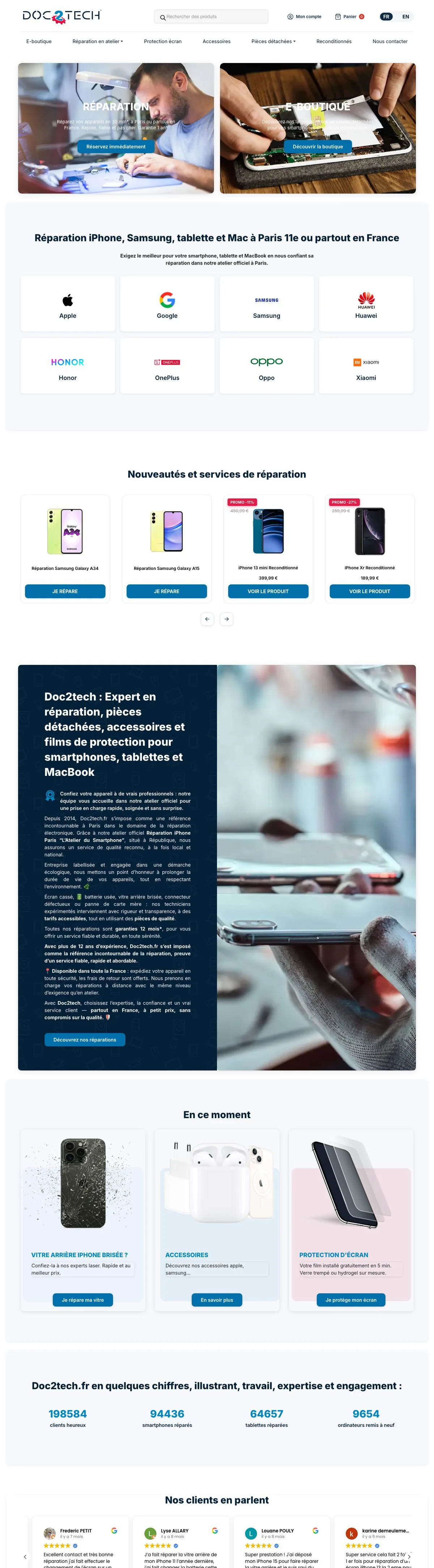 Page d'accueil du site doc2tech.fr créé par Createeve