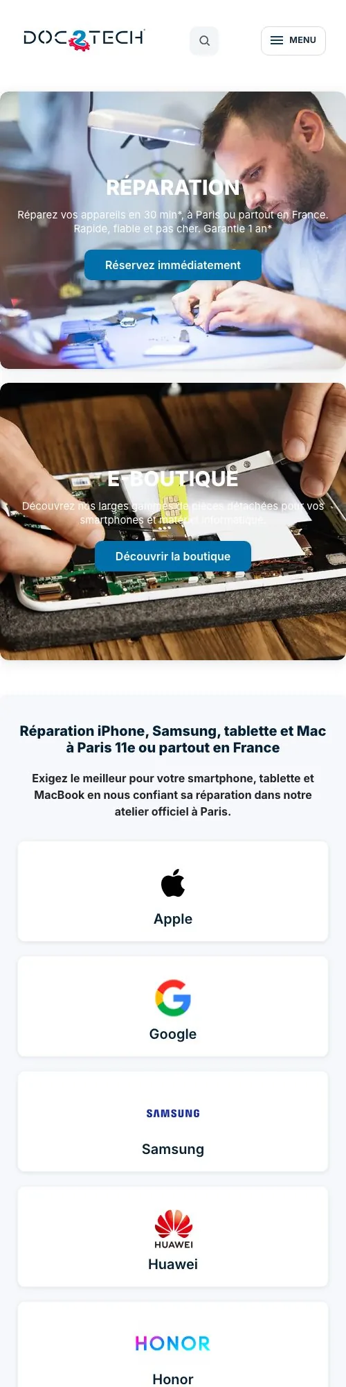 Le site doc2tech.fr sur mobile