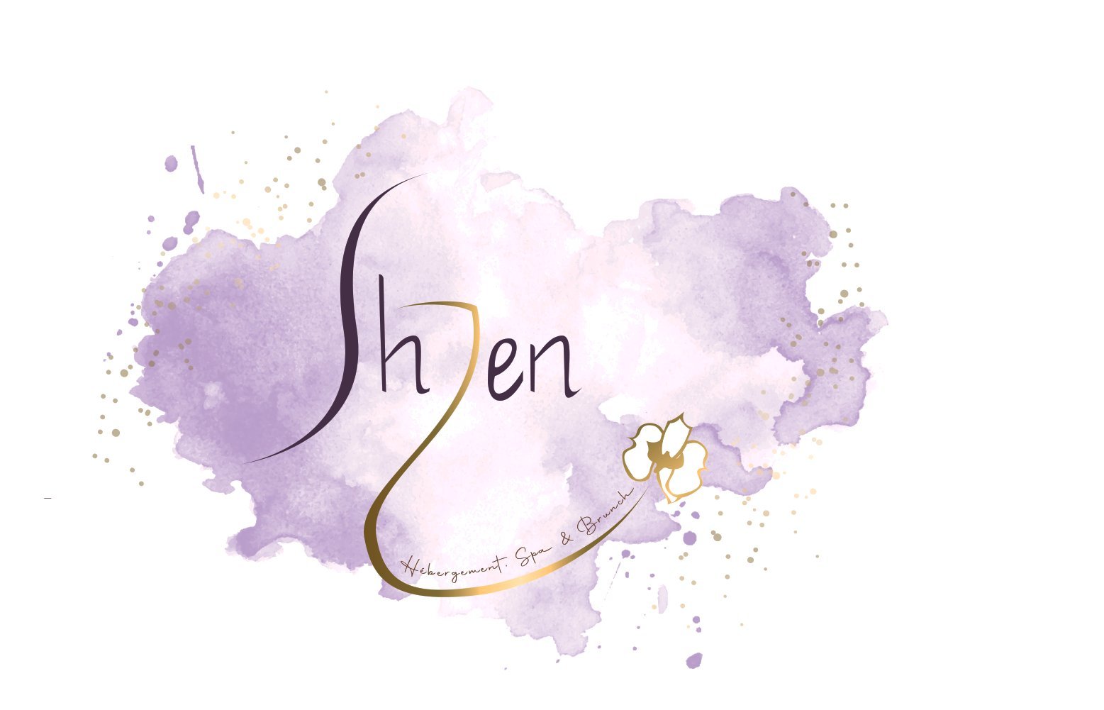 Ancien logo ShZen sur tache d'aquarelle violette