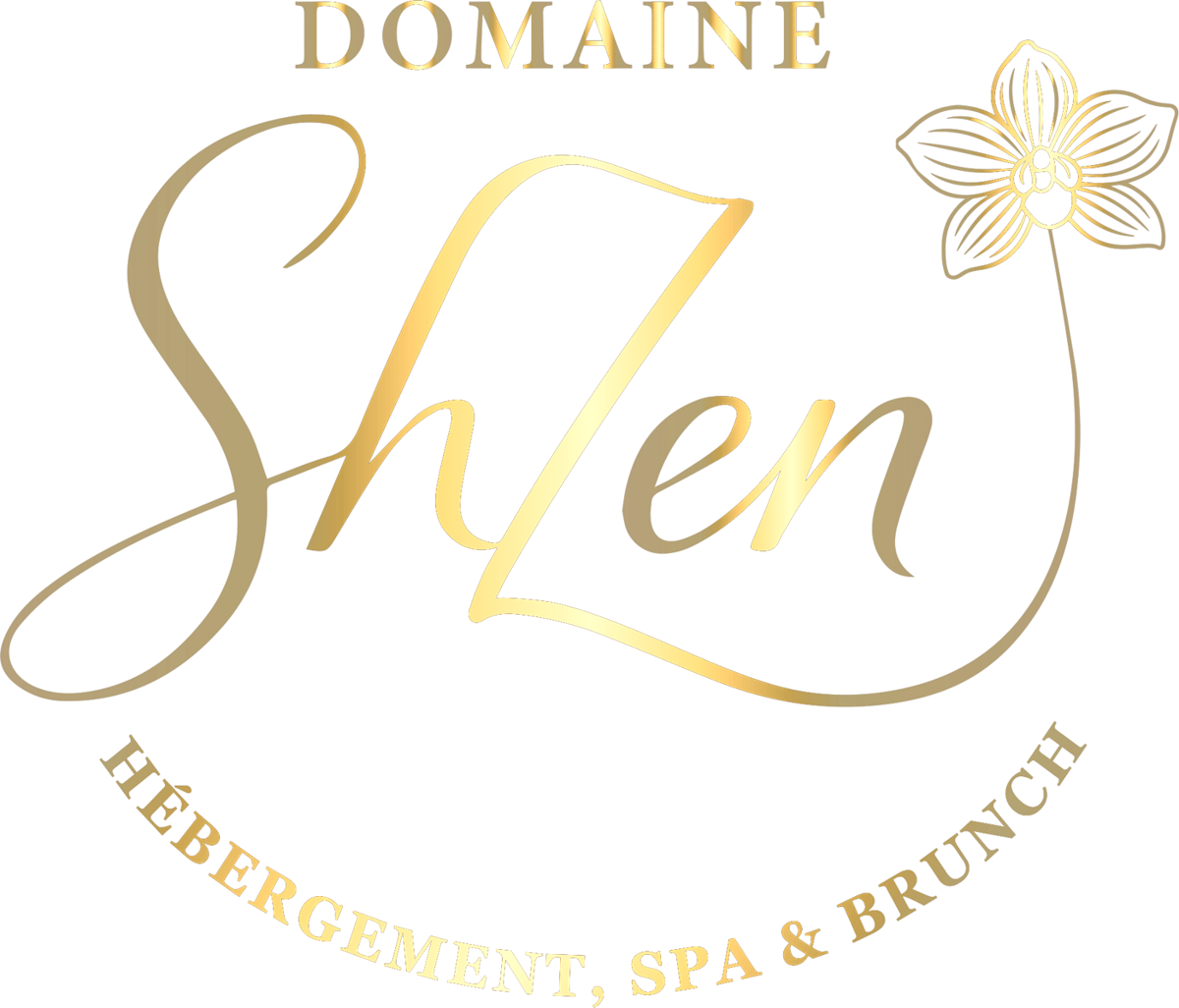 Nouveau logo du Domaine ShZen, or sur fond chocolat