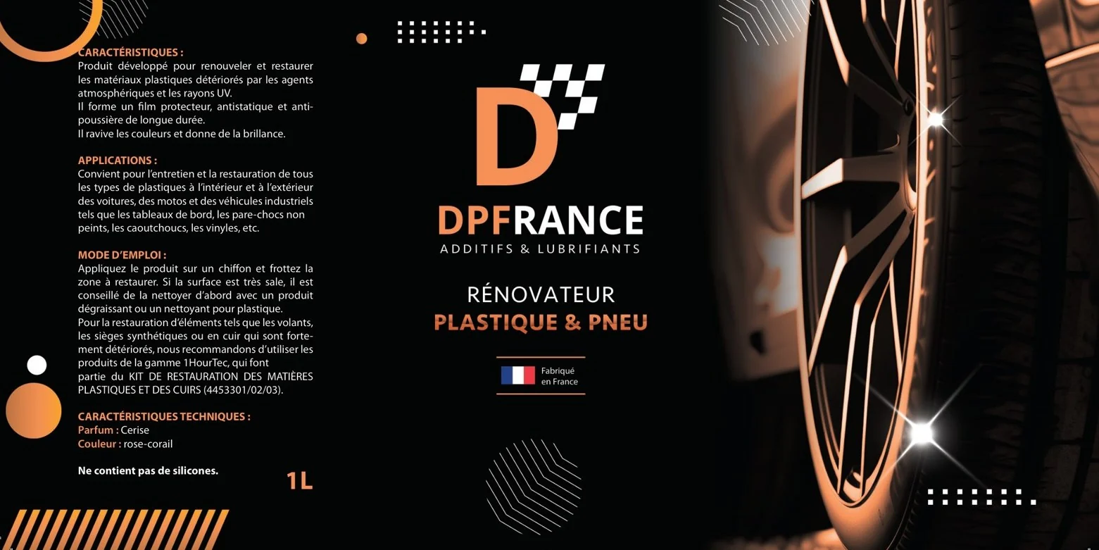 Étiquette DPF France Rénovateur plastique et pneu 1 litre