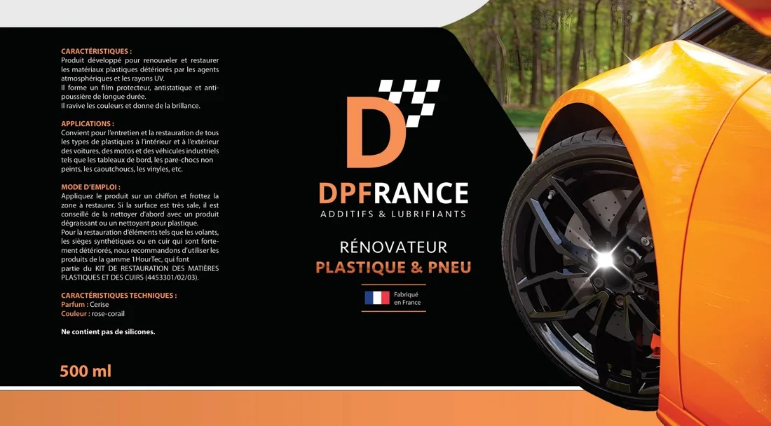 Piste d'étiquette Rénovateur avec visuel de voiture orange