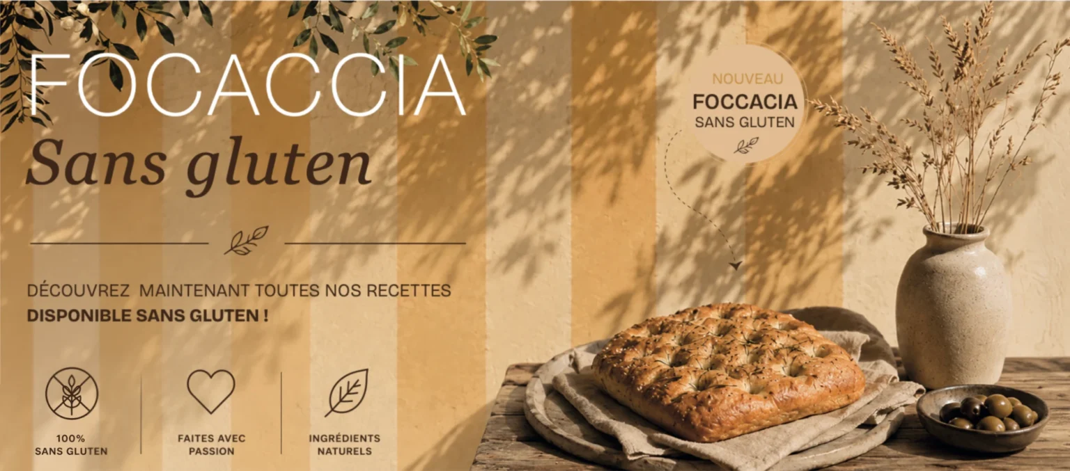 Bannière Focaccia sans gluten Made in Italy créée par Createeve