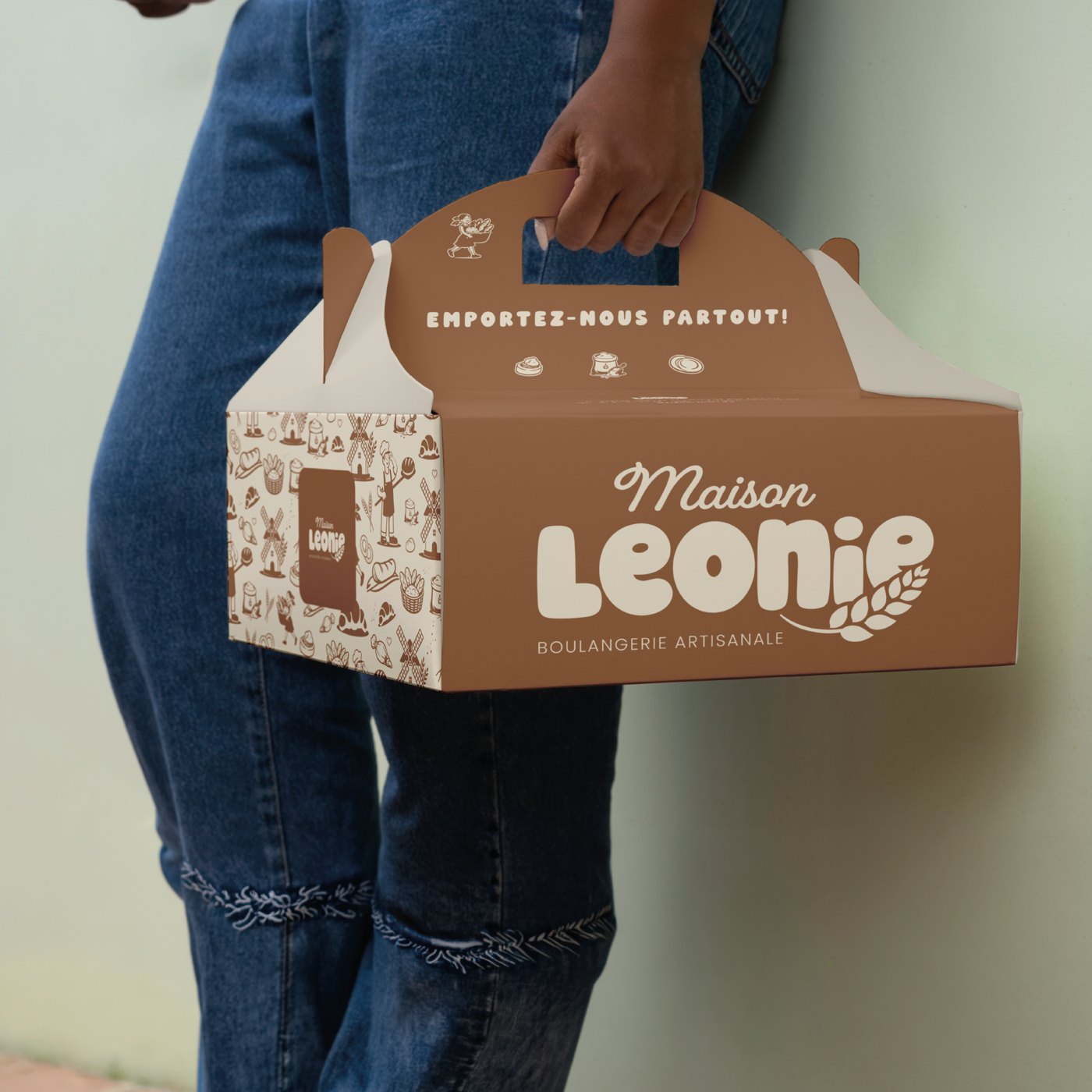 Packaging à emporter Maison Léonie créé par Createeve