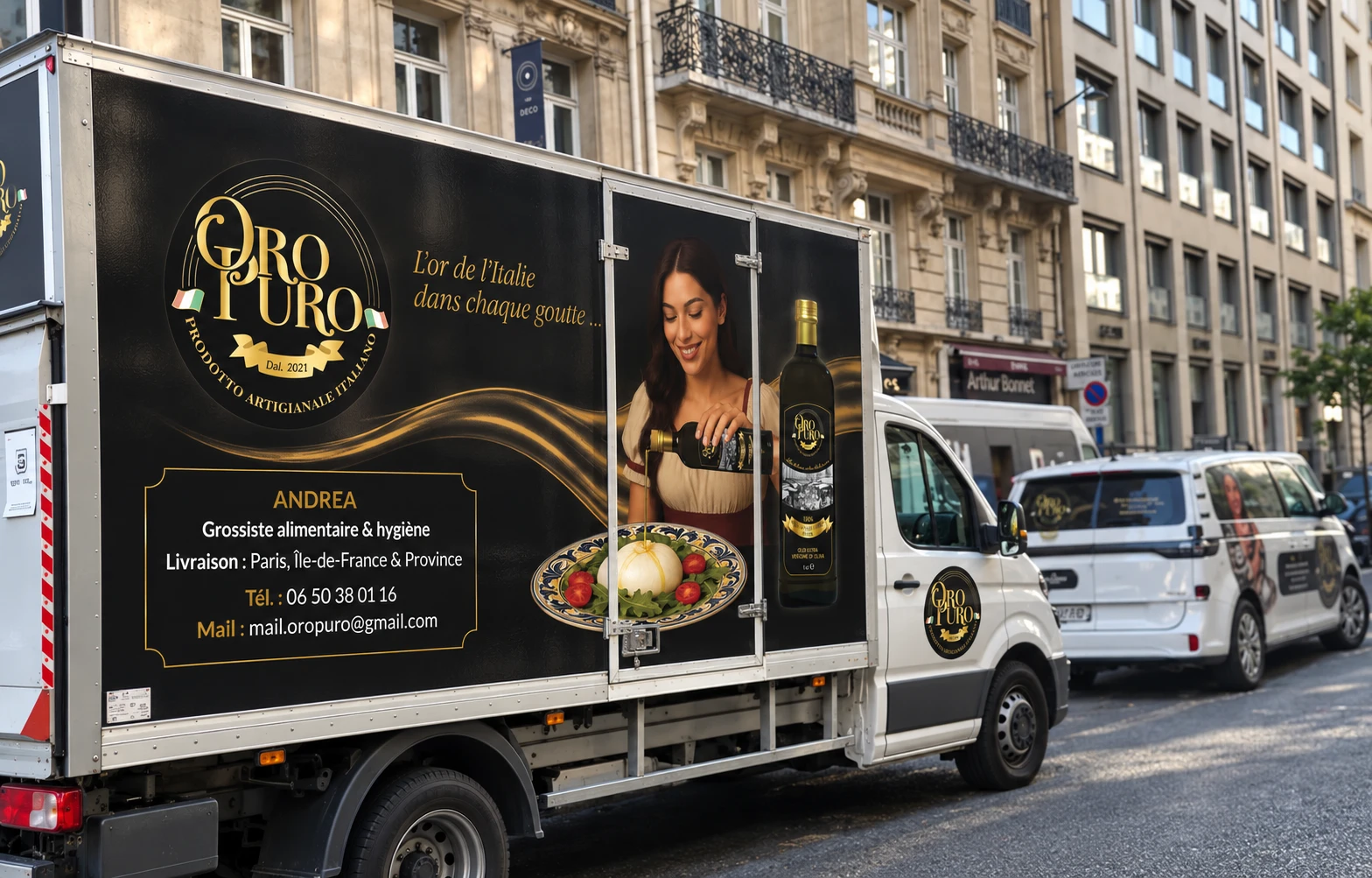 Covering de camion et d'utilitaire Oro Puro à Paris, créé par Createeve