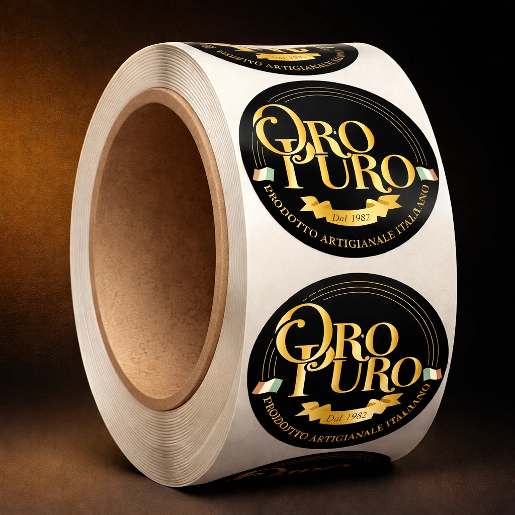 Rouleau d'étiquettes rondes Oro Puro