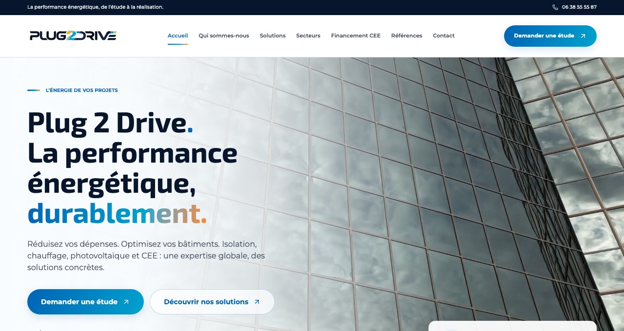 Site Plug2Drive créé par Createeve