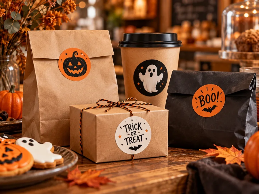 Stickers Halloween sur des emballages