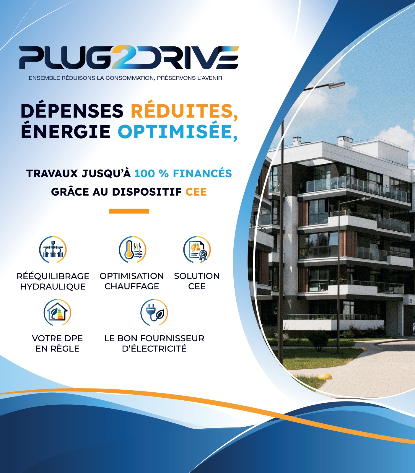 Visuel de la face avant du comptoir d’accueil Plug2Drive
